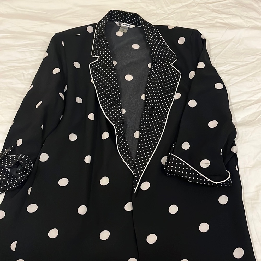 Cute a polka Dot long jacket size 1X Nygard